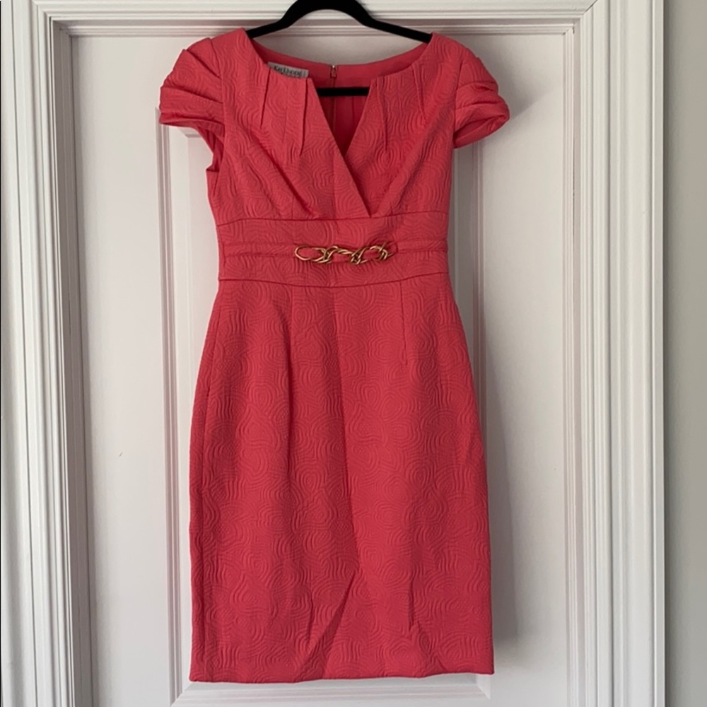Pink Kay Unger cap sleeve dress